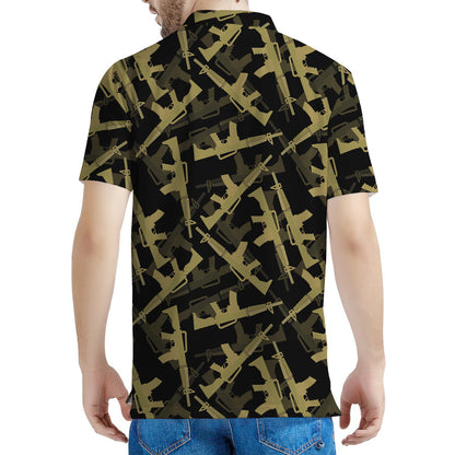 Military Guns Pattern Print Men's Polo Shirt