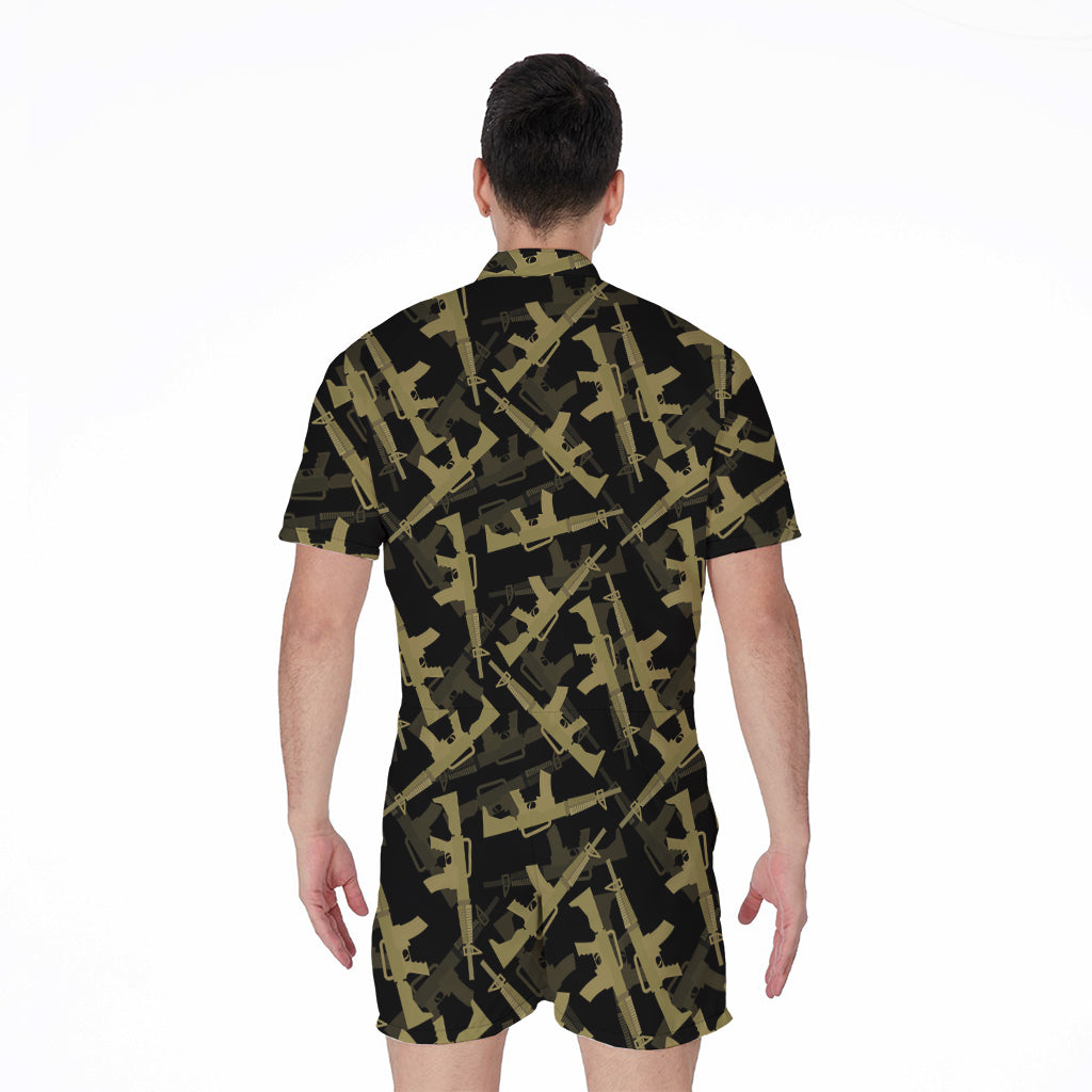 Military Guns Pattern Print Men's Rompers