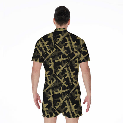 Military Guns Pattern Print Men's Rompers