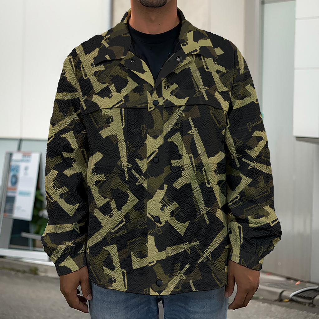 Military Guns Pattern Print Men's Shirt Jacket