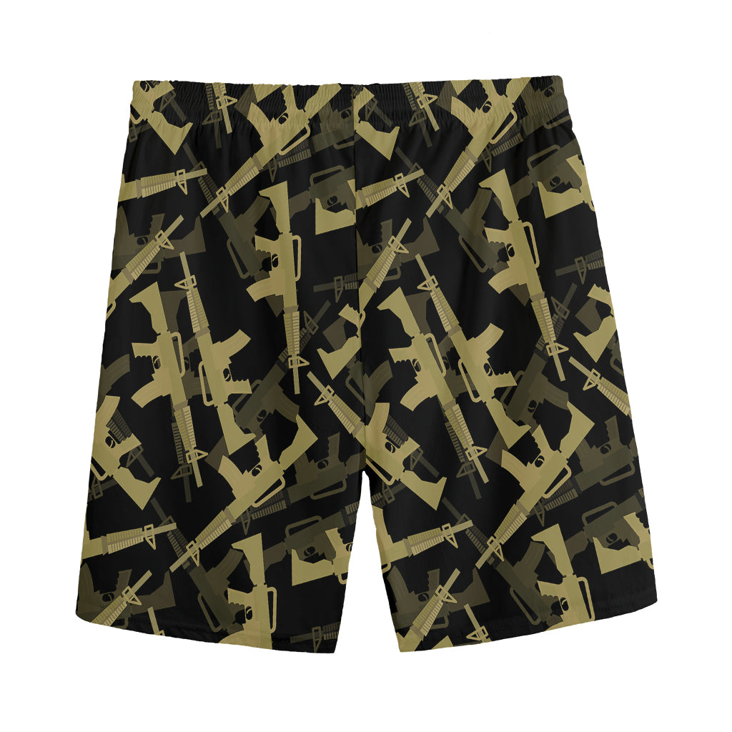 Military Guns Pattern Print Men's Sports Shorts