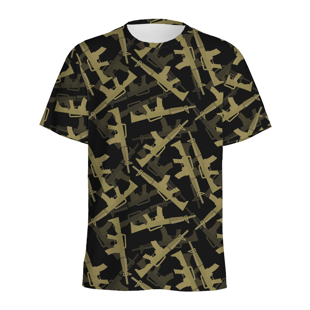 Military Guns Pattern Print Men's Sports T-Shirt