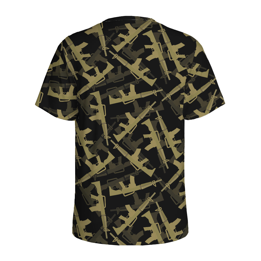 Military Guns Pattern Print Men's Sports T-Shirt