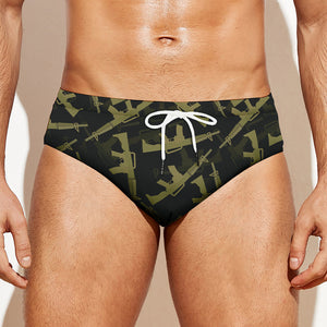 Military Guns Pattern Print Men's Swim Briefs