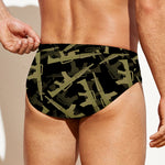 Military Guns Pattern Print Men's Swim Briefs