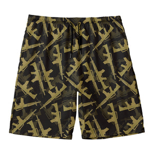 Military Guns Pattern Print Men's Swim Trunks