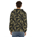 Military Guns Pattern Print Men's Velvet Pullover Hoodie