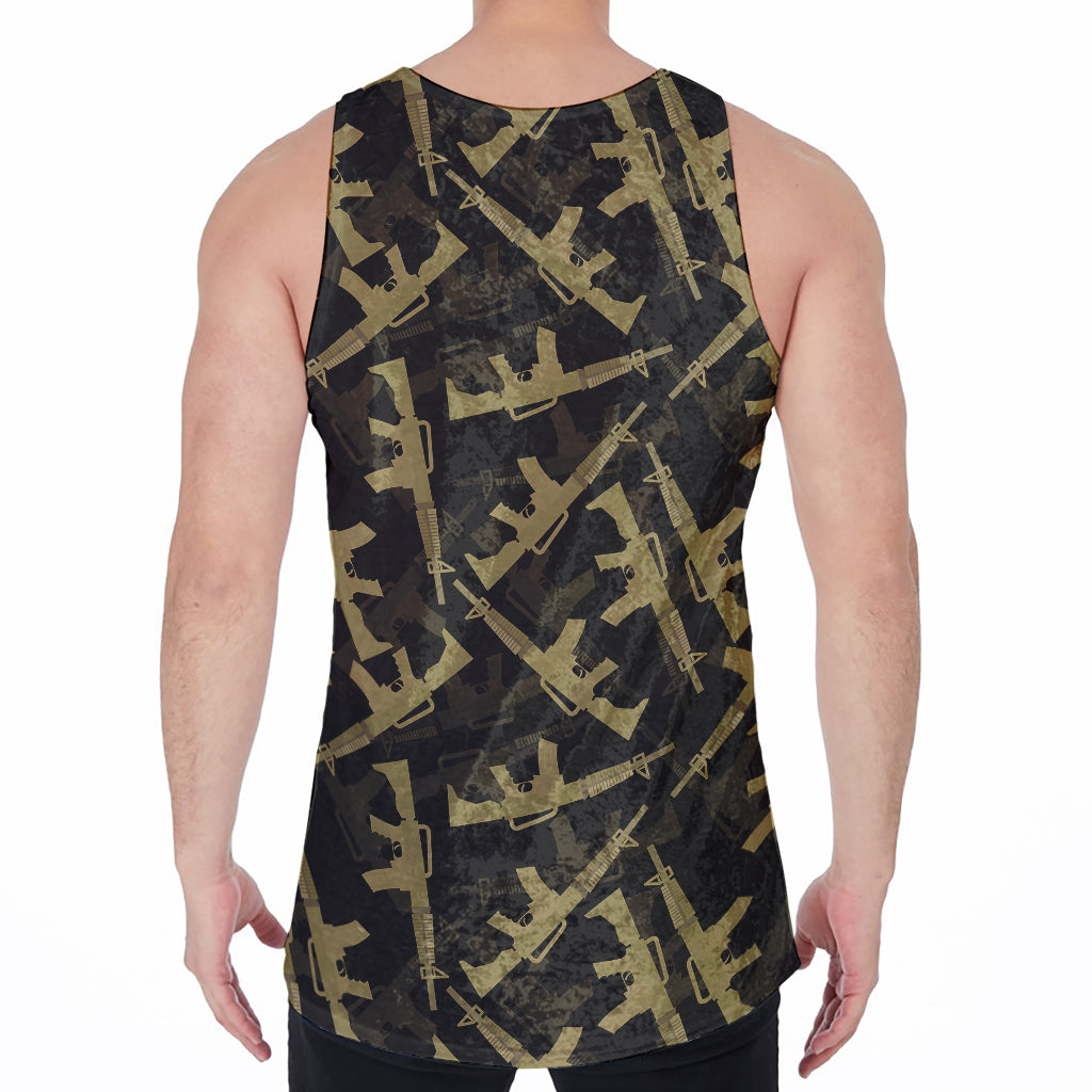 Military Guns Pattern Print Men's Velvet Tank Top