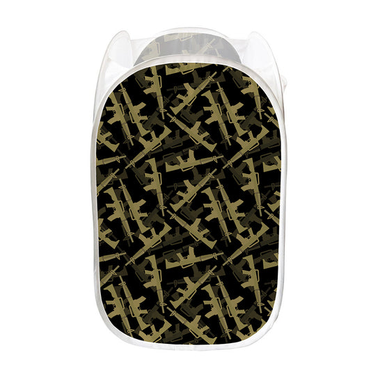Military Guns Pattern Print Mesh Laundry Hamper