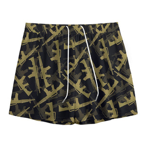 Military Guns Pattern Print Mesh Shorts