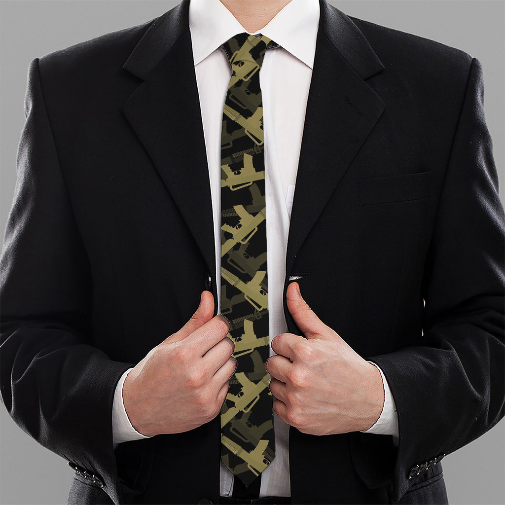 Military Guns Pattern Print Necktie