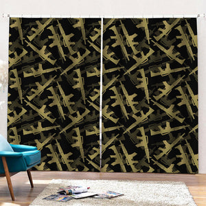 Military Guns Pattern Print Pencil Pleat Curtains