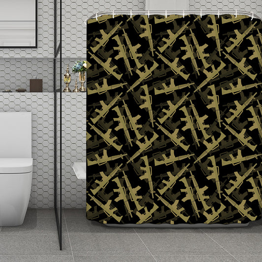 Military Guns Pattern Print Polyester Shower Curtain