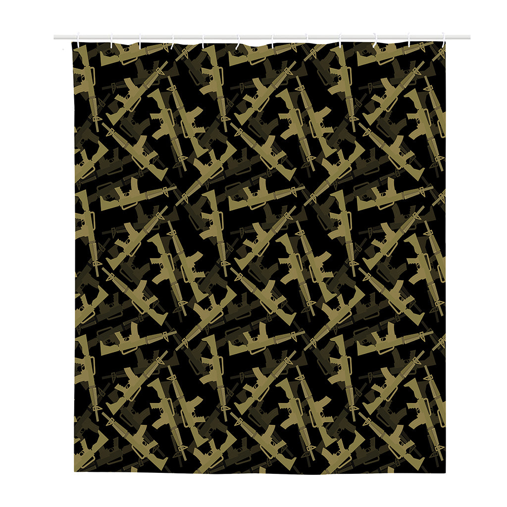Military Guns Pattern Print Polyester Shower Curtain