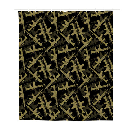 Military Guns Pattern Print Polyester Shower Curtain