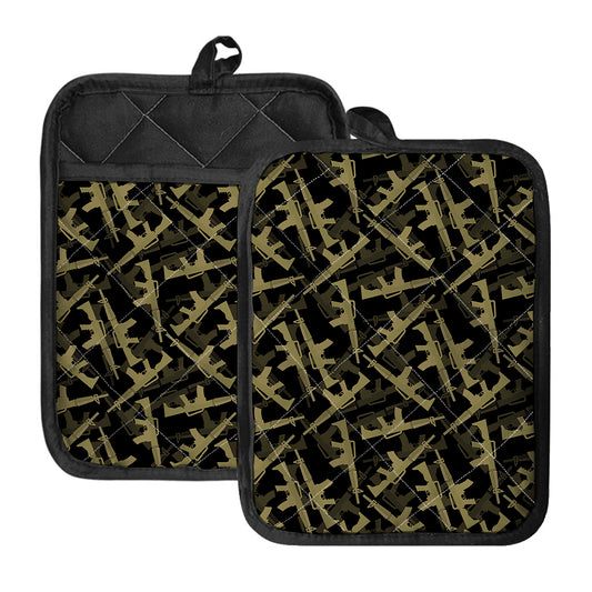 Military Guns Pattern Print Pot Holders With Pocket