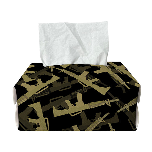 Military Guns Pattern Print Rectangle Tissue Box Cover