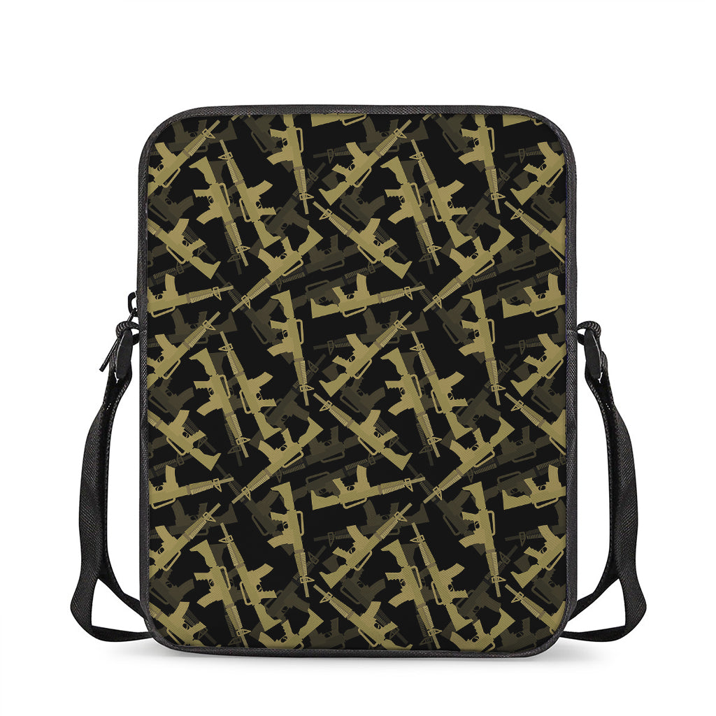 Military Guns Pattern Print Rectangular Crossbody Bag