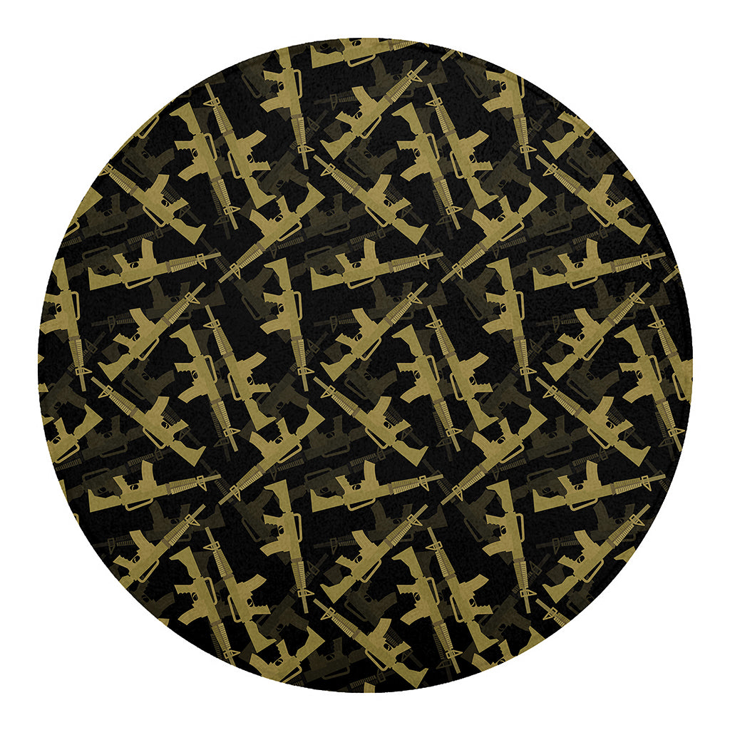 Military Guns Pattern Print Round Blanket