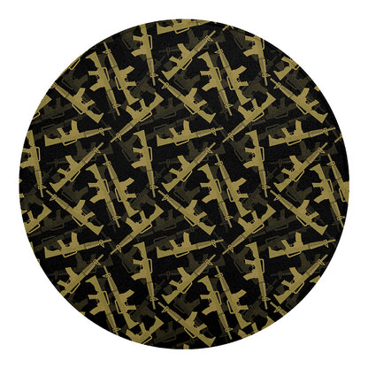 Military Guns Pattern Print Round Blanket