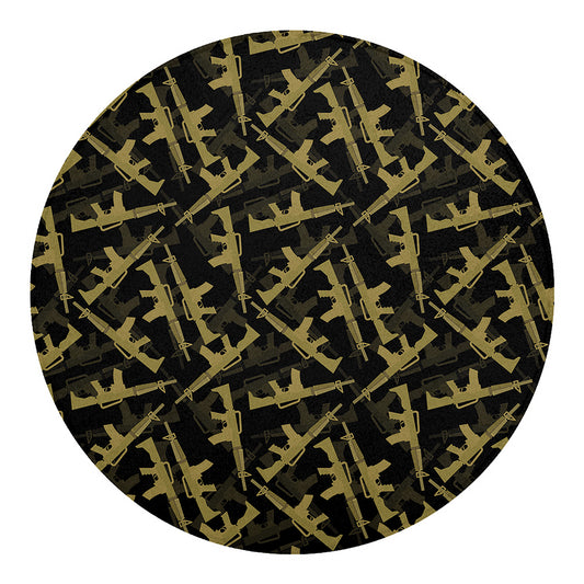Military Guns Pattern Print Round Blanket