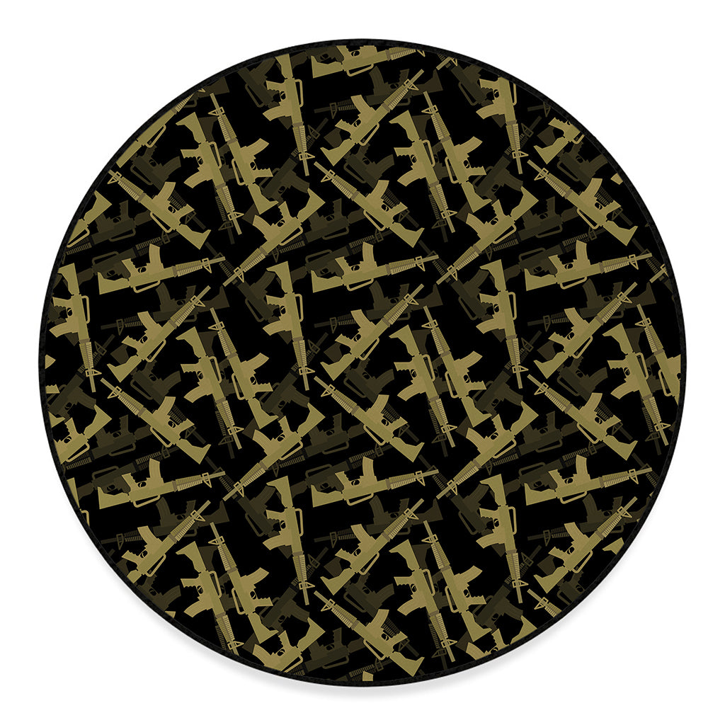 Military Guns Pattern Print Round Floor Mat