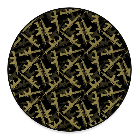 Military Guns Pattern Print Round Floor Mat