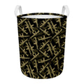 Military Guns Pattern Print Round Laundry Basket