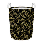Military Guns Pattern Print Round Laundry Basket