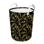 Military Guns Pattern Print Round Laundry Basket