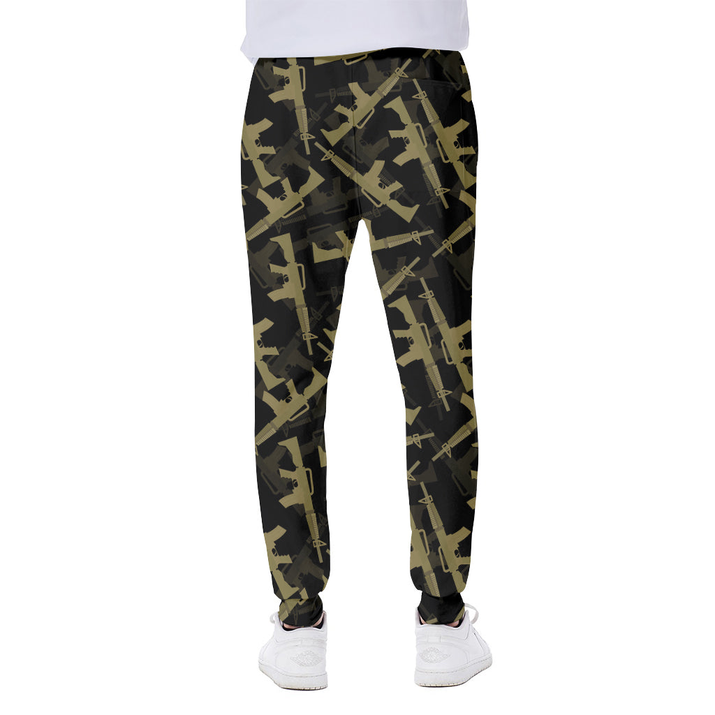 Military Guns Pattern Print Scuba Joggers