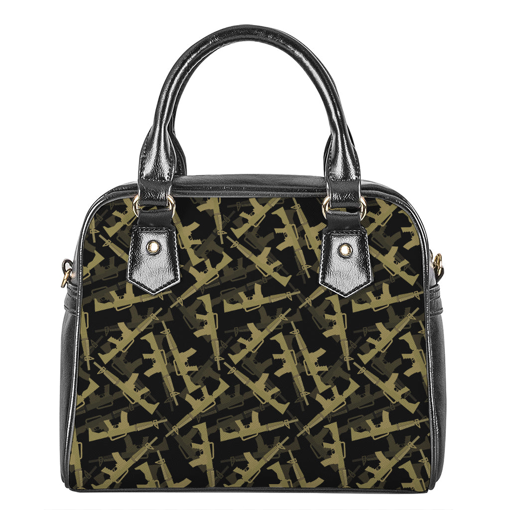 Military Guns Pattern Print Shoulder Handbag