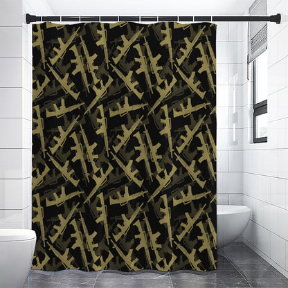 Military Guns Pattern Print Shower Curtain