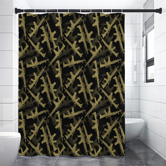 Military Guns Pattern Print Shower Curtain