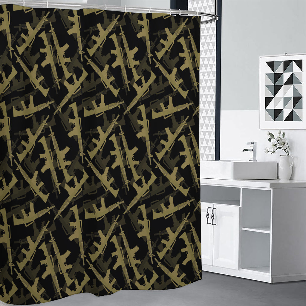Military Guns Pattern Print Shower Curtain
