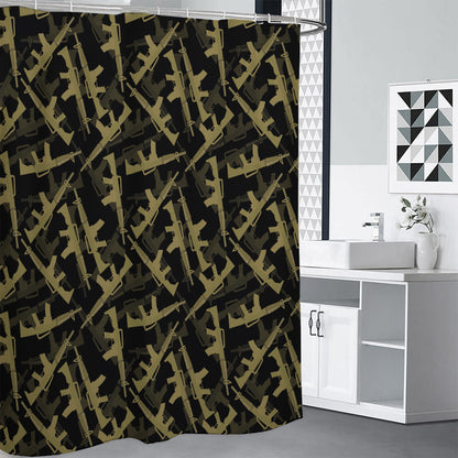 Military Guns Pattern Print Shower Curtain