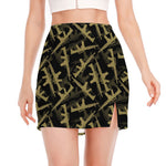 Military Guns Pattern Print Side Slit Mini Skirt