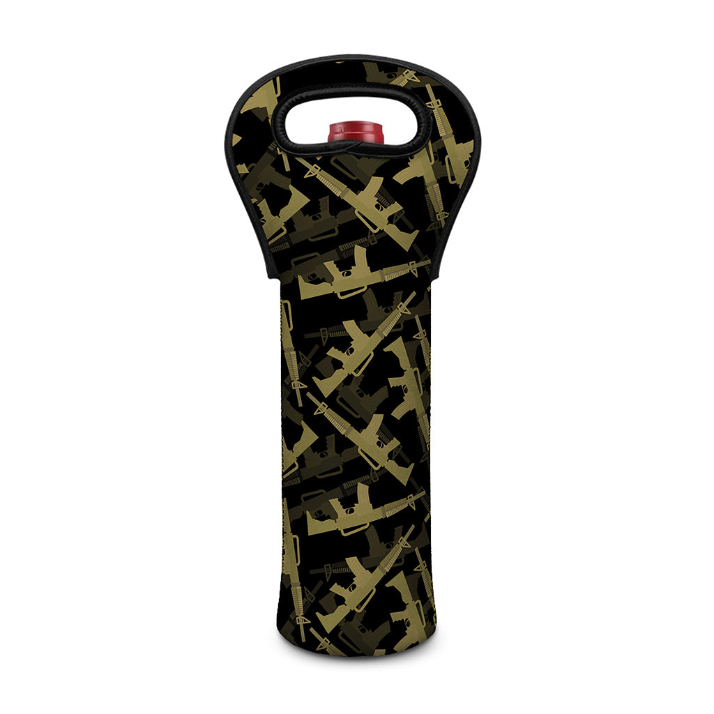 Military Guns Pattern Print Single Neoprene Wine Tote