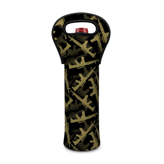 Military Guns Pattern Print Single Neoprene Wine Tote
