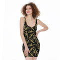 Military Guns Pattern Print Sleeveless Bodycon Dress