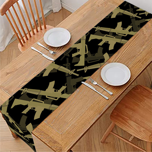 Military Guns Pattern Print Table Runner