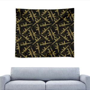 Military Guns Pattern Print Tapestry