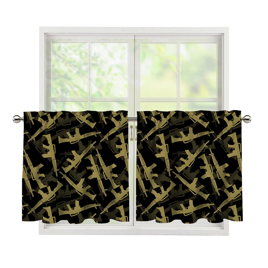 Military Guns Pattern Print Tier Curtains