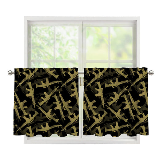 Military Guns Pattern Print Tier Curtains