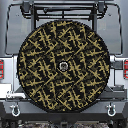 Military Guns Pattern Print Tire Cover With Camera Hole