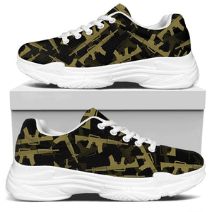 Military Guns Pattern Print White Chunky Shoes