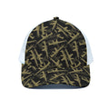 Military Guns Pattern Print White Mesh Trucker Hat