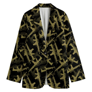 Military Guns Pattern Print Women's Blazer