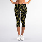 Military Guns Pattern Print Women's Capri Leggings