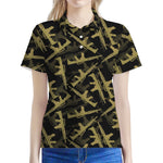 Military Guns Pattern Print Women's Polo Shirt